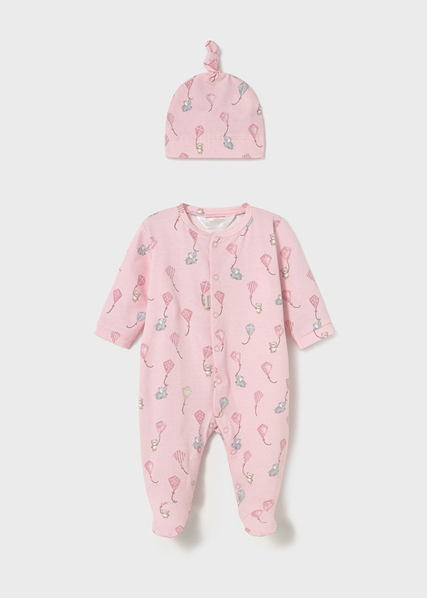 Long Onesie With Hat - Baby Rose