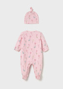 Long Onesie With Hat - Baby Rose