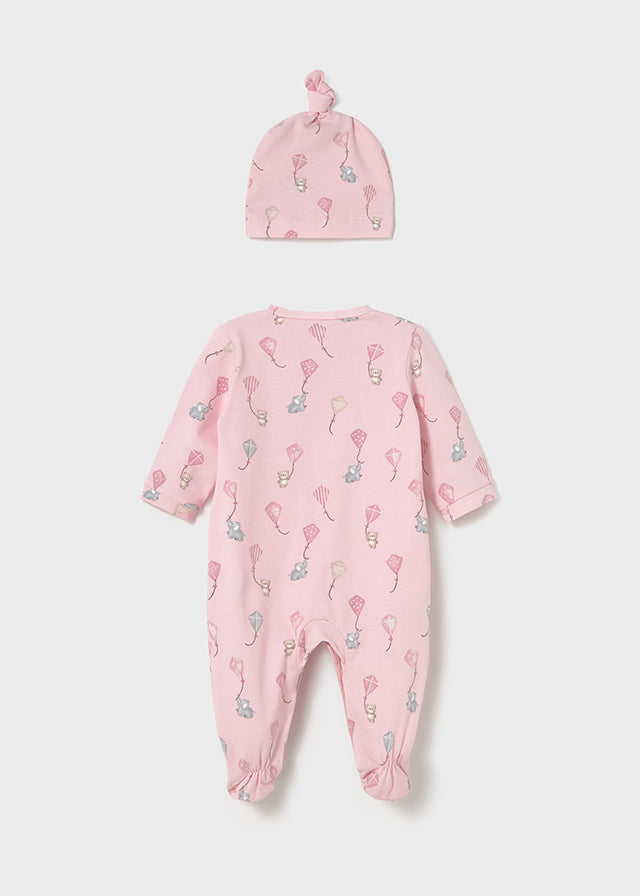 Long Onesie With Hat - Baby Rose