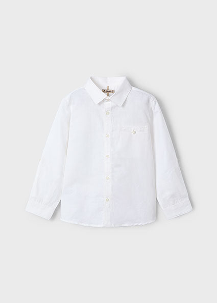 Linen Long Sleeve Shirt - White