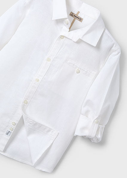 Linen Long Sleeve Shirt - White