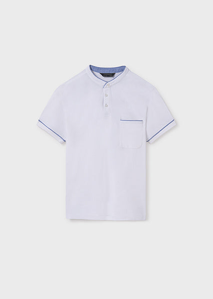 Mao Neck Polo Shirt - White