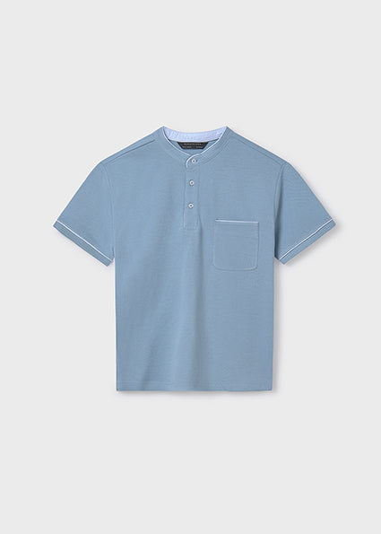 Mao Neck Polo Shirt - Pearl