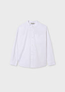 Long Sleeve Mao Collar Shirt - White