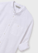 Long Sleeve Mao Collar Shirt - White
