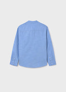 Long Sleeve Mao Collar Shirt - Sky Blue