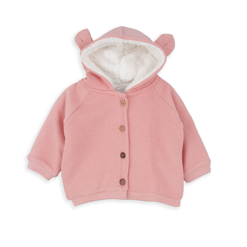 Fleece Lined Hooded Jacket - Pale Pink