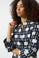 Geometric Jacquard Jacket - Offwhite/navy