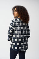 Geometric Jacquard Jacket - Offwhite/navy