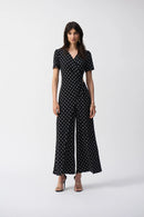 Dot Wrap Culotte Jumpsuit - Black/vanilla