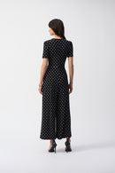 Dot Wrap Culotte Jumpsuit - Black/vanilla