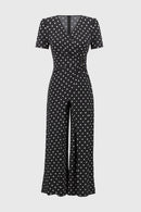Dot Wrap Culotte Jumpsuit - Black/vanilla