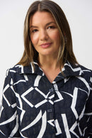 Jacquard Abstract Jacket - Midnight Blue/vanilla