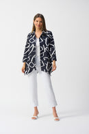 Jacquard Abstract Jacket - Midnight Blue/vanilla