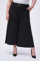 Dot Print Culotte Trouser - Black/vanilla