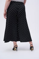 Dot Print Culotte Trouser - Black/vanilla