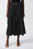 Dot Print Culotte Trouser - Black/vanilla