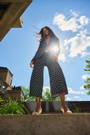 Dot Print Culotte Trouser - Black/vanilla