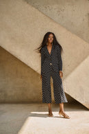 Dot Print Culotte Trouser - Black/vanilla
