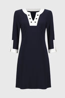 Colour Block A-Line Dress - Midnight Blue/vanilla