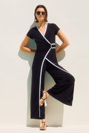 Sleeveless Culotte Jumpsuit - Black/vanilla