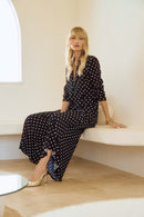 Dot Print Boxy Blazer - Black/vanilla