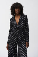 Dot Print Boxy Blazer - Black/vanilla