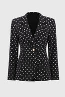 Dot Print Boxy Blazer - Black/vanilla