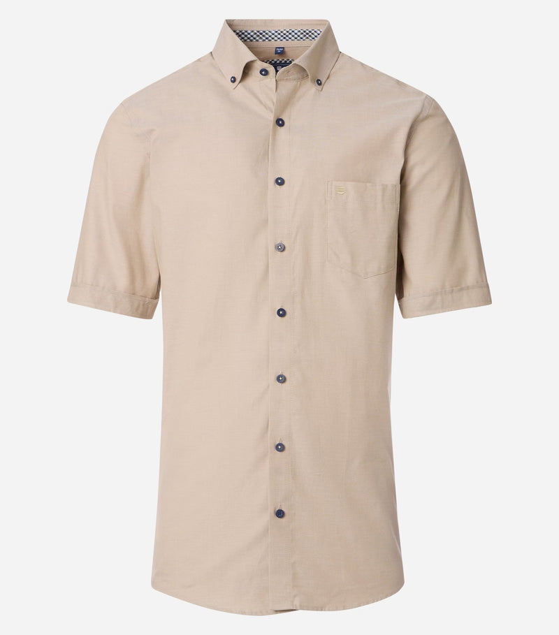 Comfort Fit Short Sleeve Shirt - Beige