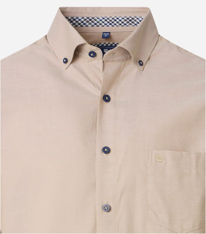 Comfort Fit Short Sleeve Shirt - Beige