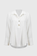 Button Gauze Straight Top - Vanilla