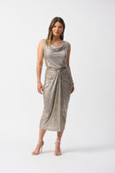 Foiled Sleeveless Top - Beige/gold