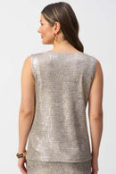 Foiled Sleeveless Top - Beige/gold