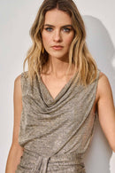 Foiled Sleeveless Top - Beige/gold