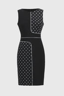 Dot Print Sleeveless Dress - Black/vanilla