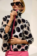 Jacquard Dot Boxy Jacket - White/black