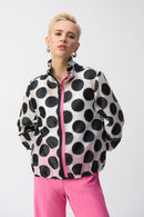 Jacquard Dot Boxy Jacket - White/black