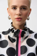 Jacquard Dot Boxy Jacket - White/black