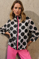 Jacquard Dot Boxy Jacket - White/black