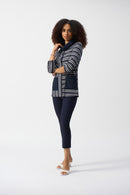 Stripe Print Boxy Tunic - Vanilla/midnight Blue