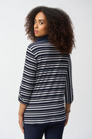 Stripe Print Boxy Tunic - Vanilla/midnight Blue