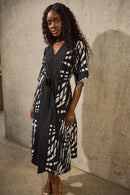 Tropical A-Line Dress - Black/multi