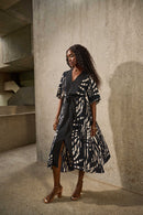 Tropical A-Line Dress - Black/multi