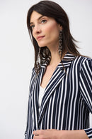Stripe Print Boxy Blazer - Vanilla/midnight Blue