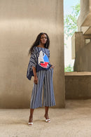 Stripe Print Culotte - Vanilla/midnight Blue