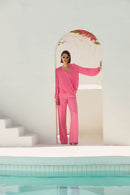 Georgette Boxy Wrap Top - Bubblegum