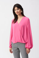 Georgette Boxy Wrap Top - Bubblegum