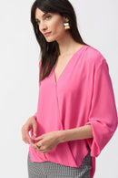 Georgette Boxy Wrap Top - Bubblegum