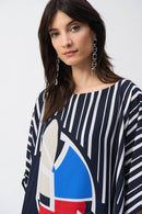 Georgette Abstract Poncho - Midnight Blue/multi