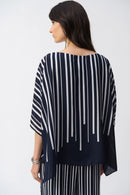 Georgette Abstract Poncho - Midnight Blue/multi